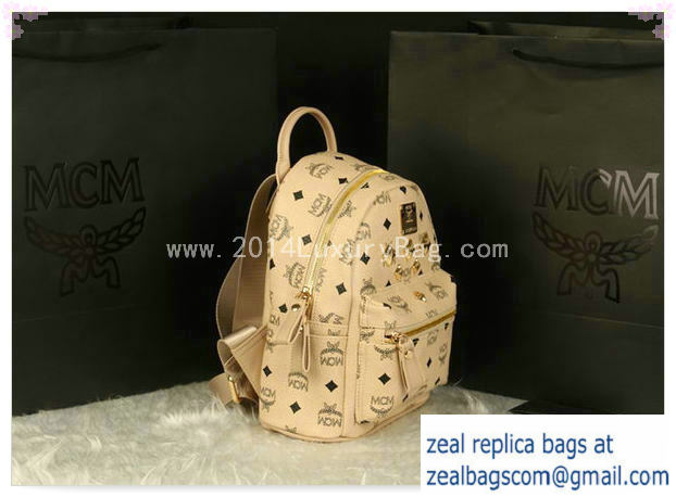 High Quality Replica MCM Stark Backpack Medium in Calf Leather 8003 Apricot - Click Image to Close